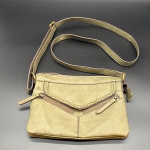 Women's Olive Green Crossbody Bag with Braided Detail